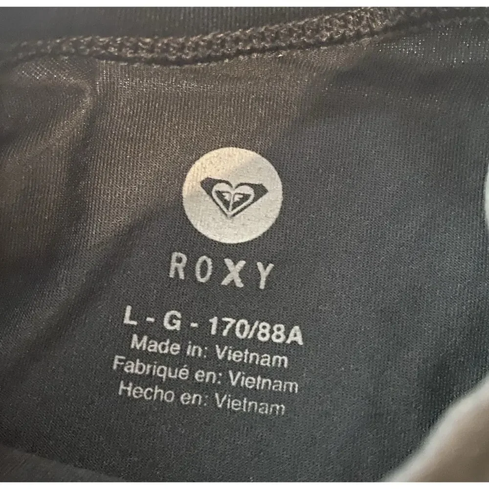Roxy Girls While Hearted Long Sleeve Rashguard Black Swim Top Large 12